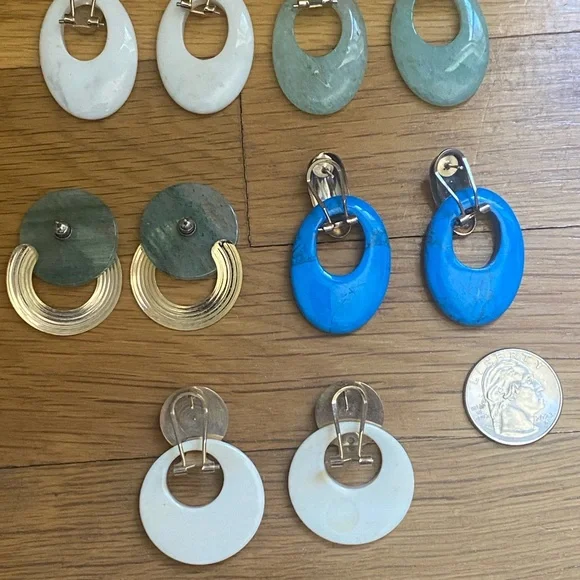 Lot of 5 Pairs of Earrings. Vintage 1970's. - Picture 4 of 15